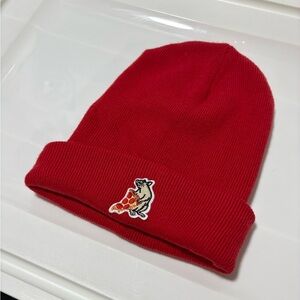 Rag & Bone Red Beanie with Pizza Rat Patch